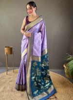 Pure Soft Silk Lavender Traditional Wear Weaving Saree